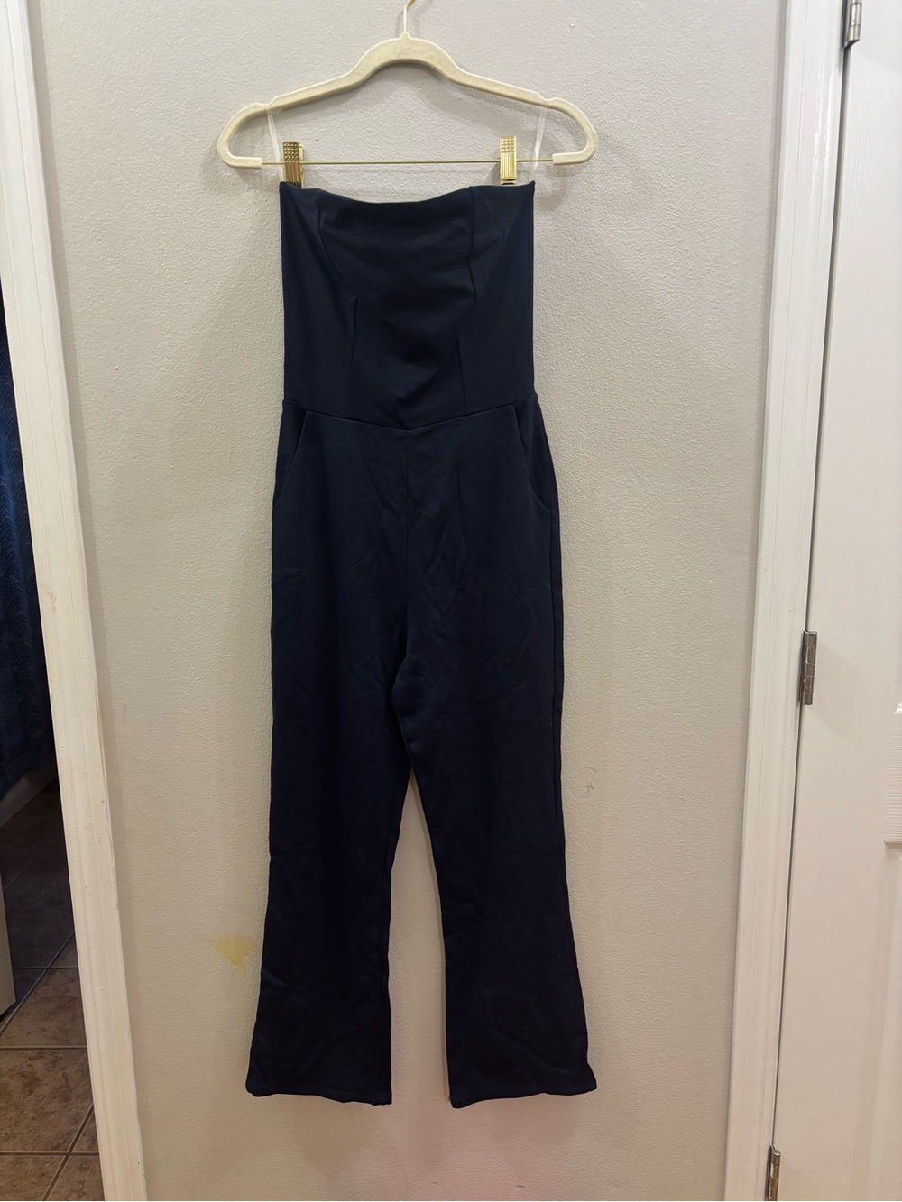 Fraiche by J Strapless Navy Jumpsuit with pockets small
